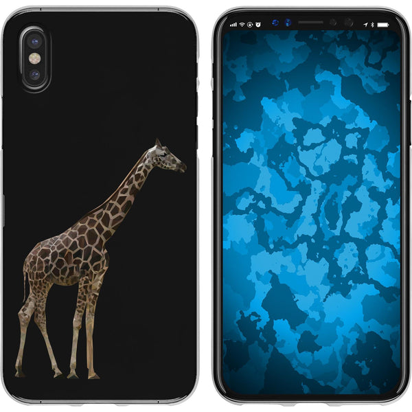 iPhone X / XS Silikon-Hülle Vektor Tiere Giraffe M8 Case