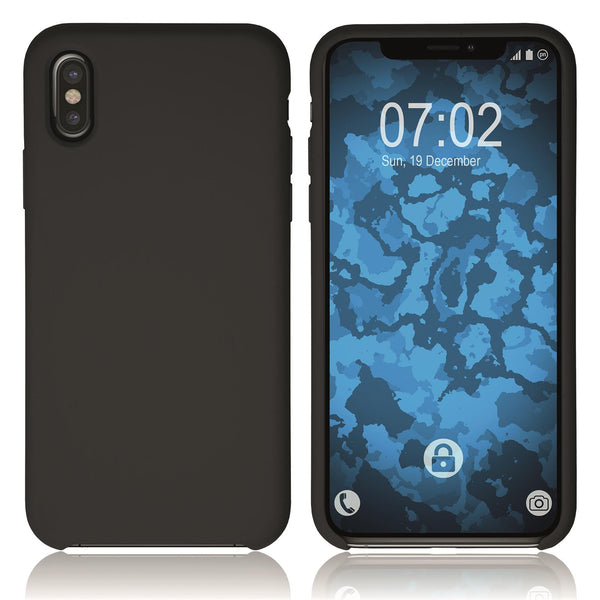 PhoneNatic Case kompatibel mit Apple iPhone Xs - schwarz Silikon Hülle Softcore Cover