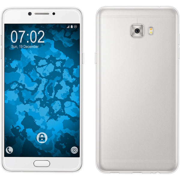 PhoneNatic Case kompatibel mit Samsung Galaxy C7 Pro - clear Silikon Hülle Slimcase + 2 Schutzfolien