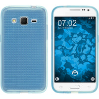 PhoneNatic Case kompatibel mit Samsung Galaxy Core Prime - hellblau Silikon Hülle Iced + 2 Schutzfolien