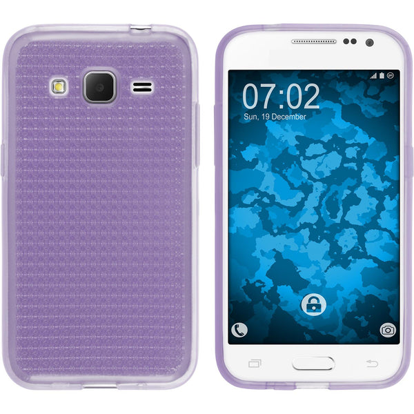 PhoneNatic Case kompatibel mit Samsung Galaxy Core Prime - lila Silikon Hülle Iced + 2 Schutzfolien