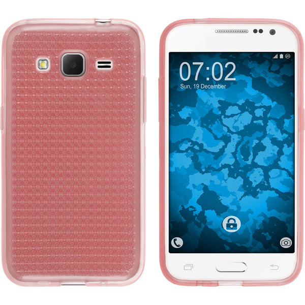 PhoneNatic Case kompatibel mit Samsung Galaxy Core Prime - rosa Silikon Hülle Iced + 2 Schutzfolien