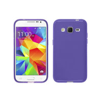 PhoneNatic Case kompatibel mit Samsung Galaxy Core Prime - lila Silikon Hülle transparent + 2 Schutzfolien