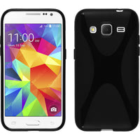 PhoneNatic Case kompatibel mit Samsung Galaxy Core Prime - schwarz Silikon Hülle X-Style + 2 Schutzfolien