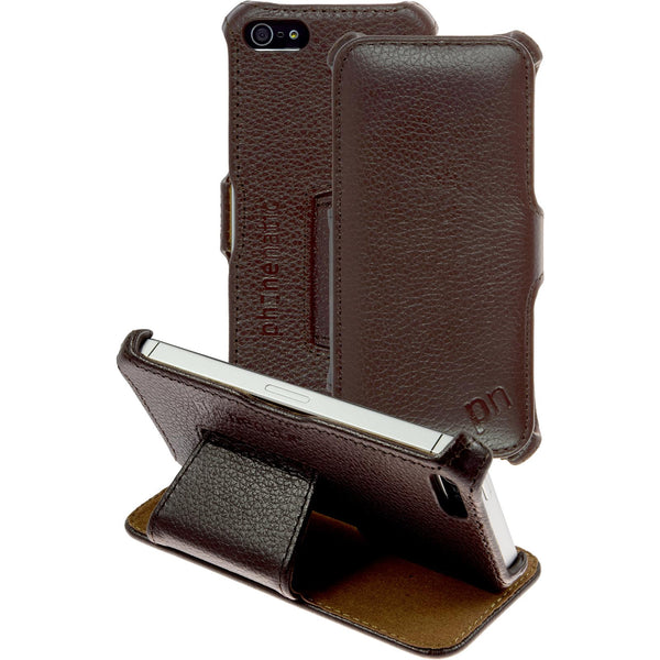 Echt-Lederhülle für Apple iPhone 5 / 5s / SE Leder-Case brau