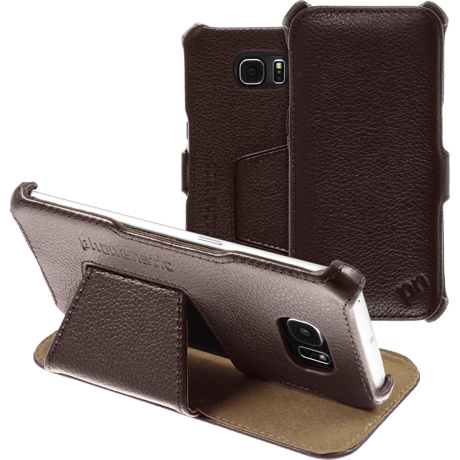 Echt-Lederhülle für Samsung Galaxy S6 Edge Leder-Case braun