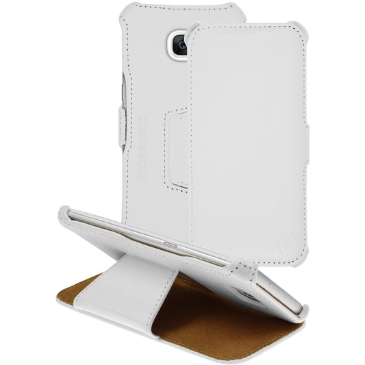 Echt-Lederhülle für Samsung Galaxy S7 Edge Leder-Case weiﬂ +