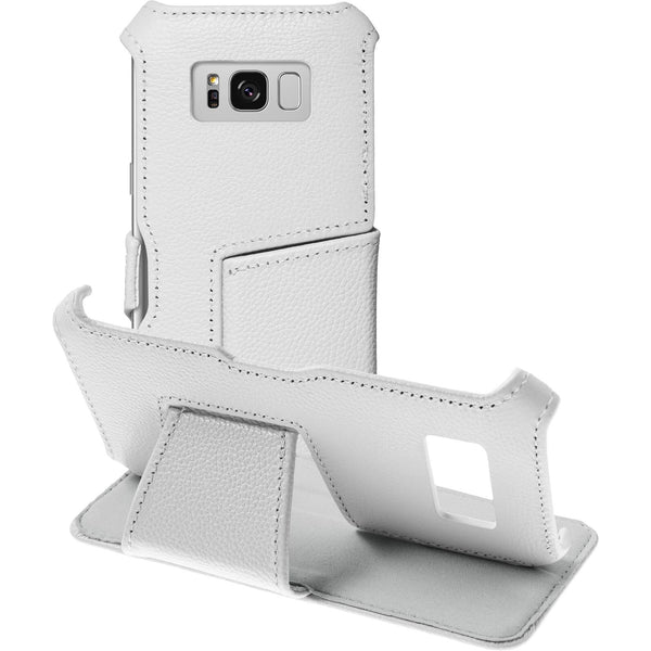 Echt-Lederhülle für Samsung Galaxy S8 Leder-Case weiﬂ + flex