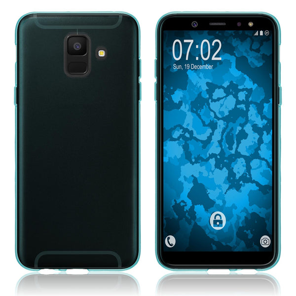 PhoneNatic Case kompatibel mit Samsung Galaxy A6 (2018) - türkis Silikon Hülle transparent Cover