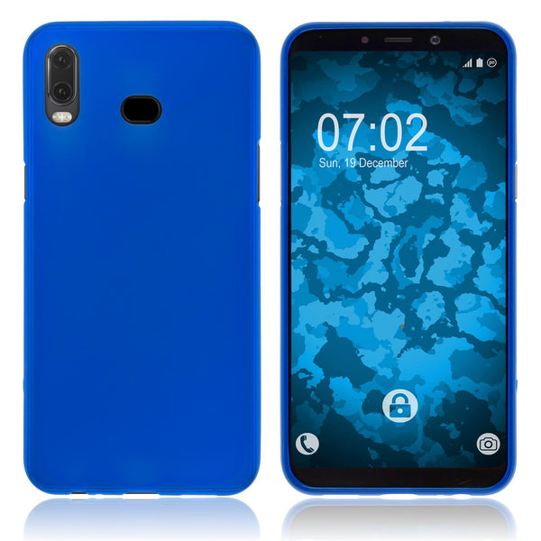 PhoneNatic Case kompatibel mit Samsung Galaxy A6s - blau Silikon Hülle matt Cover