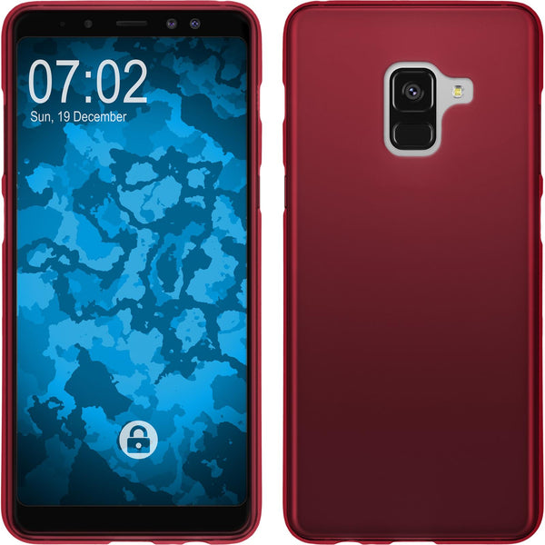 PhoneNatic Case kompatibel mit Samsung Galaxy A8 (2018) EU Version - rot Silikon Hülle matt Cover