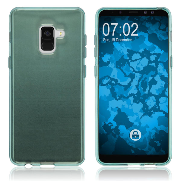 PhoneNatic Case kompatibel mit Samsung Galaxy A8 (2018) EU Version - türkis Silikon Hülle transparent Cover