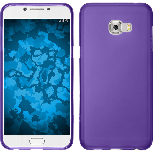 PhoneNatic Case kompatibel mit Samsung Galaxy C5 Pro - lila Silikon Hülle matt + 2 Schutzfolien