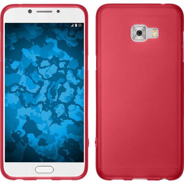 PhoneNatic Case kompatibel mit Samsung Galaxy C5 Pro - rot Silikon Hülle matt + 2 Schutzfolien