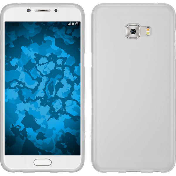 PhoneNatic Case kompatibel mit Samsung Galaxy C5 Pro - weiﬂ Silikon Hülle matt + 2 Schutzfolien
