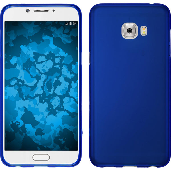 PhoneNatic Case kompatibel mit Samsung Galaxy C7 Pro - blau Silikon Hülle matt + 2 Schutzfolien