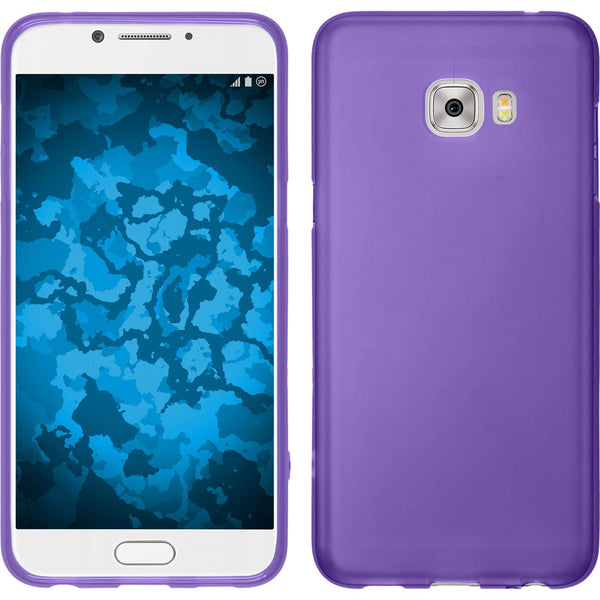 PhoneNatic Case kompatibel mit Samsung Galaxy C7 Pro - lila Silikon Hülle matt + 2 Schutzfolien