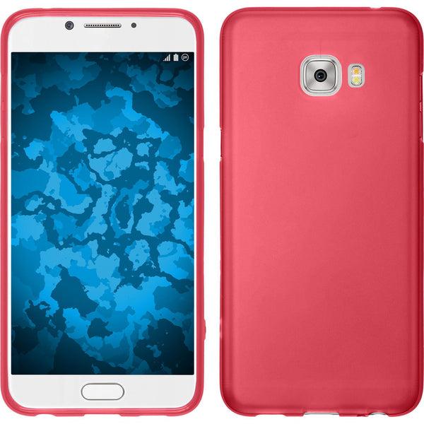 PhoneNatic Case kompatibel mit Samsung Galaxy C7 Pro - rot Silikon Hülle matt + 2 Schutzfolien