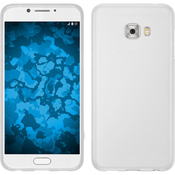 PhoneNatic Case kompatibel mit Samsung Galaxy C7 Pro - weiﬂ Silikon Hülle matt + 2 Schutzfolien