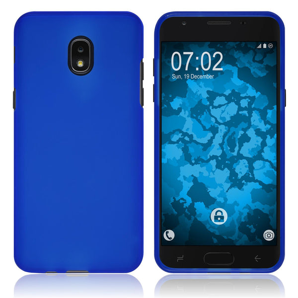 PhoneNatic Case kompatibel mit Samsung Galaxy J3 (2018) - blau Silikon Hülle matt Cover