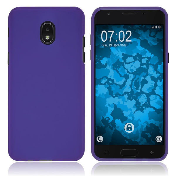 PhoneNatic Case kompatibel mit Samsung Galaxy J3 (2018) - lila Silikon Hülle matt Cover