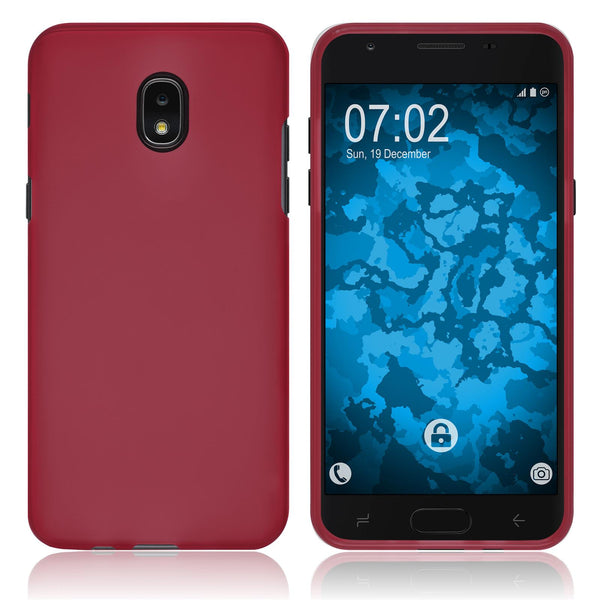 PhoneNatic Case kompatibel mit Samsung Galaxy J3 (2018) - rot Silikon Hülle matt Cover