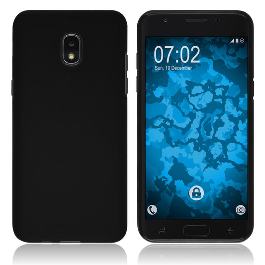 PhoneNatic Case kompatibel mit Samsung Galaxy J3 (2018) - schwarz Silikon Hülle matt Cover