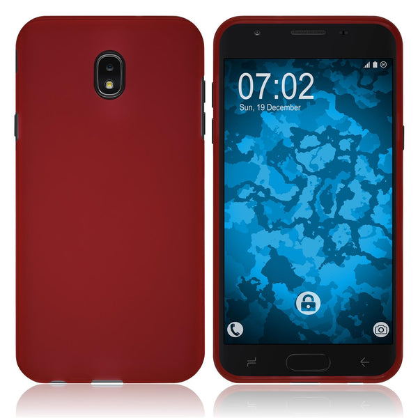 PhoneNatic Case kompatibel mit Samsung Galaxy J7 (2018) - rot Silikon Hülle matt Cover