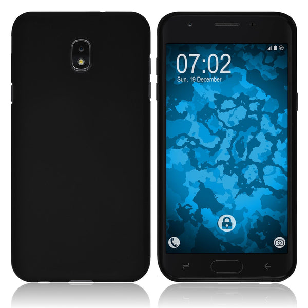 PhoneNatic Case kompatibel mit Samsung Galaxy J7 (2018) - schwarz Silikon Hülle matt Cover