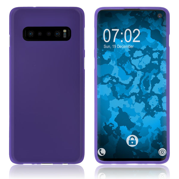 PhoneNatic Case kompatibel mit Samsung Galaxy S10 - lila Silikon Hülle matt Cover