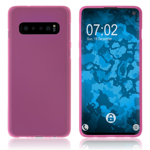 PhoneNatic Case kompatibel mit Samsung Galaxy S10 - pink Silikon Hülle matt Cover