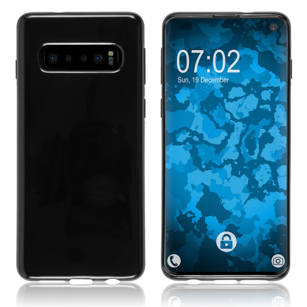 PhoneNatic Case kompatibel mit Samsung Galaxy S10 - schwarz Silikon Hülle transparent Cover