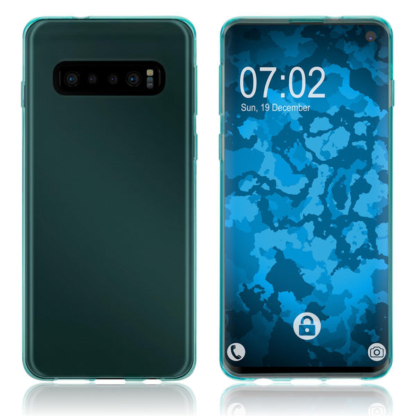 PhoneNatic Case kompatibel mit Samsung Galaxy S10 - türkis Silikon Hülle transparent Cover