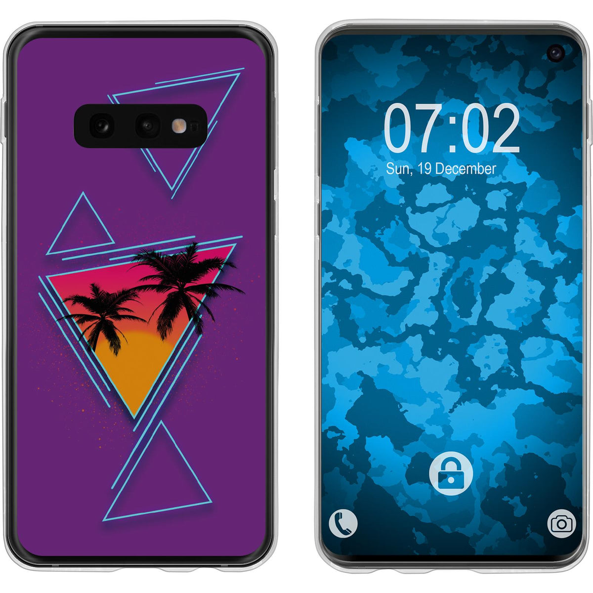 Galaxy S10e Silikon-Hülle Retro Wave Palmen M3 Case