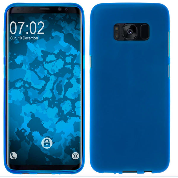 PhoneNatic Case kompatibel mit Samsung Galaxy S8 Plus - blau Silikon Hülle matt + flexible Folie