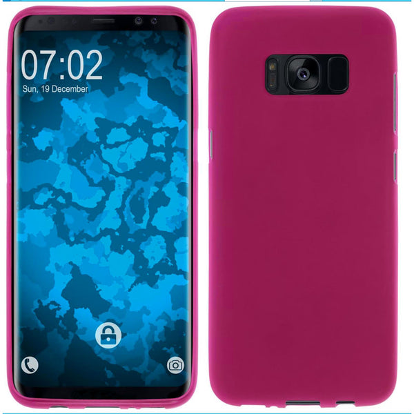 PhoneNatic Case kompatibel mit Samsung Galaxy S8 Plus - pink Silikon Hülle matt + flexible Folie