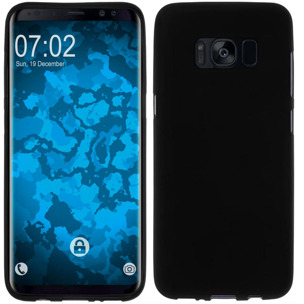 PhoneNatic Case kompatibel mit Samsung Galaxy S8 Plus - schwarz Silikon Hülle matt + flexible Folie