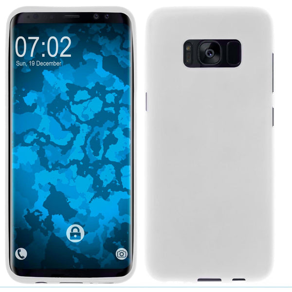 PhoneNatic Case kompatibel mit Samsung Galaxy S8 Plus - weiß Silikon Hülle matt + flexible Folie