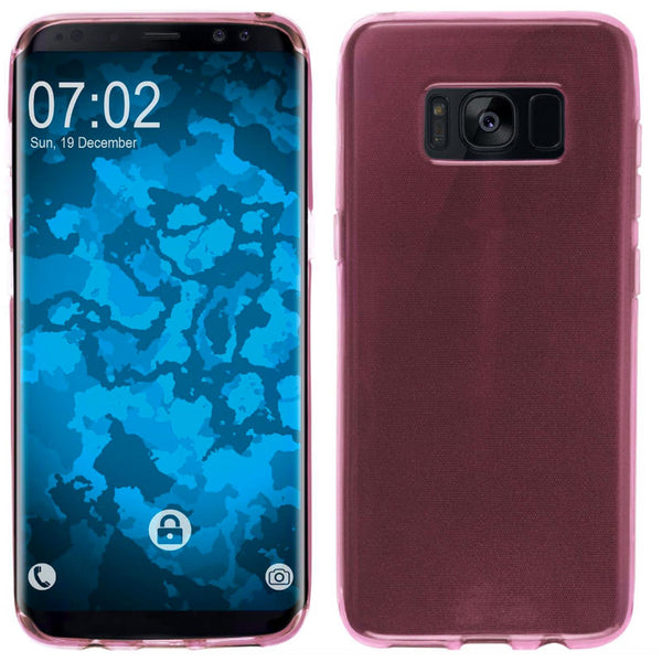 PhoneNatic Case kompatibel mit Samsung Galaxy S8 Plus - rosa Silikon Hülle transparent + flexible Folie