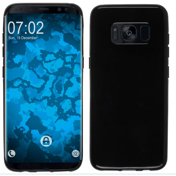 PhoneNatic Case kompatibel mit Samsung Galaxy S8 Plus - schwarz Silikon Hülle  + flexible Folie
