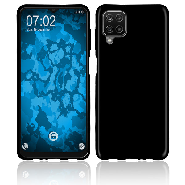 PhoneNatic Case kompatibel mit Samsung Galaxy A12 - schwarz Silikon Hülle crystal-case Cover