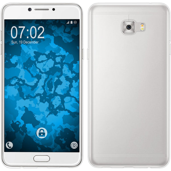 PhoneNatic Case kompatibel mit Samsung Galaxy C7 Pro - Crystal Clear Silikon Hülle transparent + 2 Schutzfolien