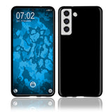 PhoneNatic Case kompatibel mit Samsung Galaxy S21 FE - Schwarz Silikon Hülle crystal-case Cover