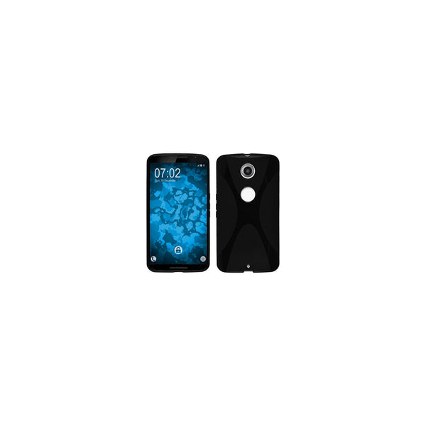 PhoneNatic Case kompatibel mit Google Nexus 6 - schwarz Silikon Hülle X-Style Cover