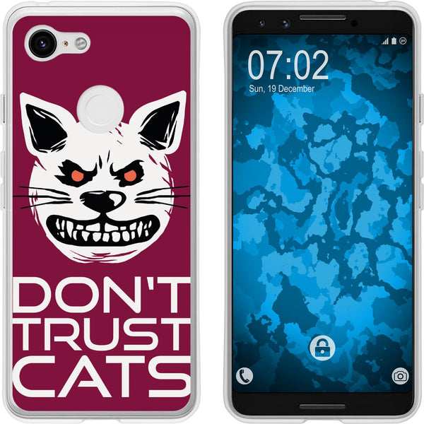 Pixel 3 Silikon-Hülle Crazy Animals Katze M1 Case