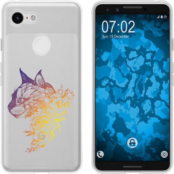 Pixel 3 Silikon-Hülle Floral Katze M2-3 Case