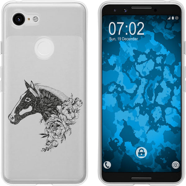 Pixel 3 Silikon-Hülle Floral Pferd M5-1 Case