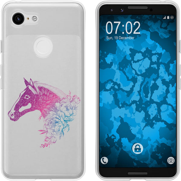 Pixel 3 Silikon-Hülle Floral Pferd M5-6 Case