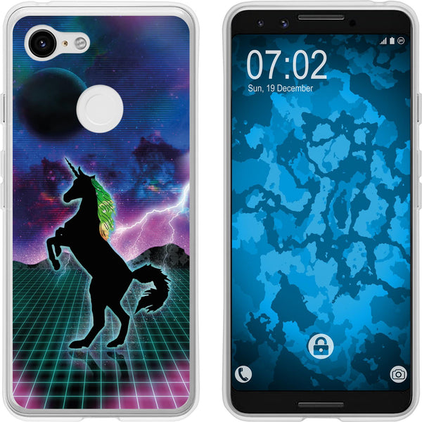 Pixel 3 Silikon-Hülle Retro Wave Einhorn M2 Case