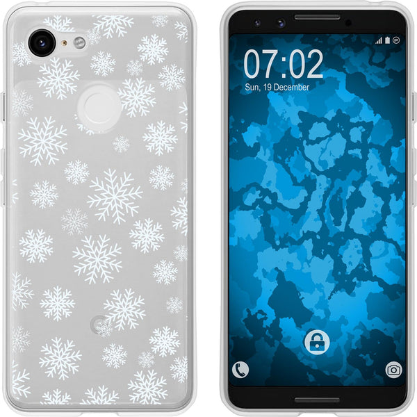 Pixel 3 Silikon-Hülle X Mas Weihnachten Schneeflocken M2 Cas